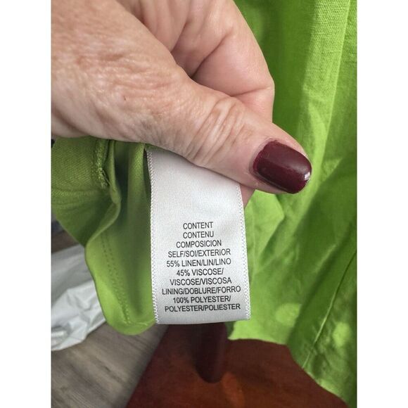 HEMANT AND NANDITA Linen Blend Cutout Midi Dress Green Size Large NWT - Picture 9 of 9